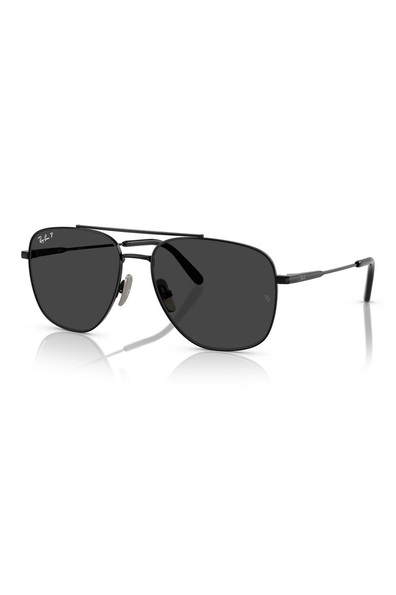 59mm Polarized Square Sunglasses, Alternate, color, BLACK