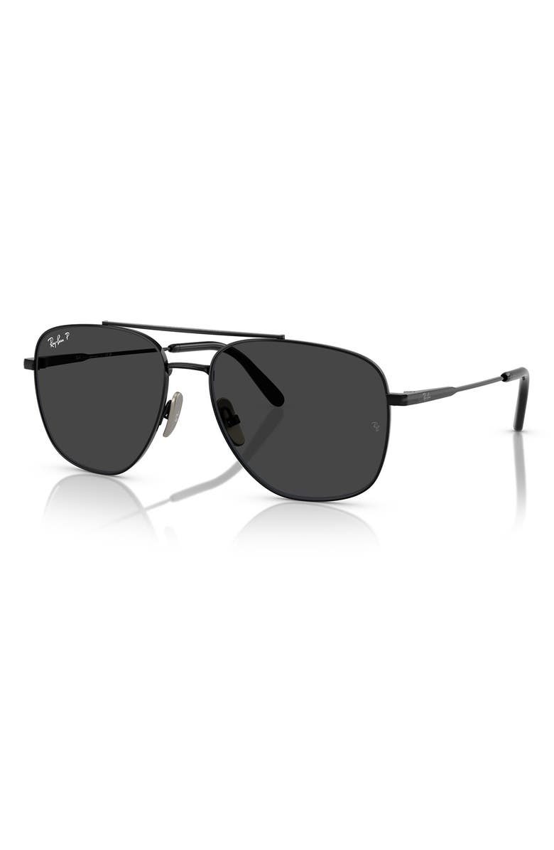 Ray-Ban 59mm Polarized Square Sunglasses, Alternate, color, Black