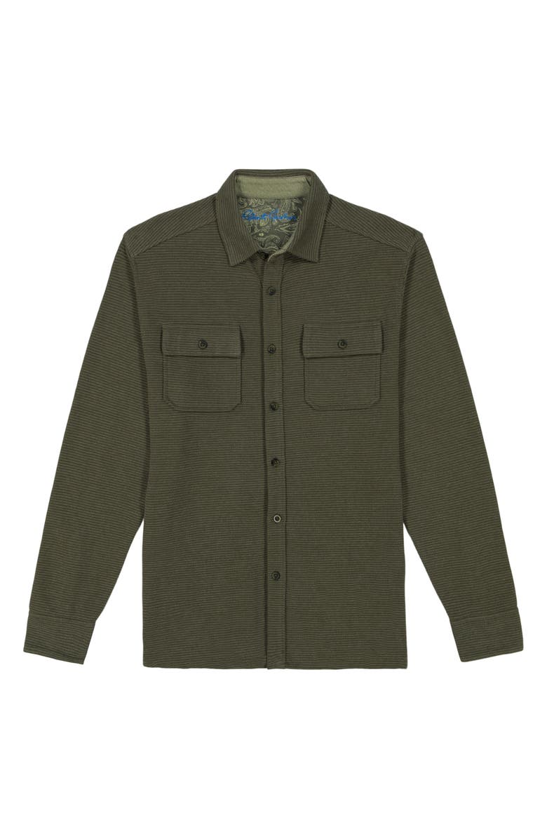 Robert Graham Brunner Knit Button-Up Shirt, Alternate, color, Olive