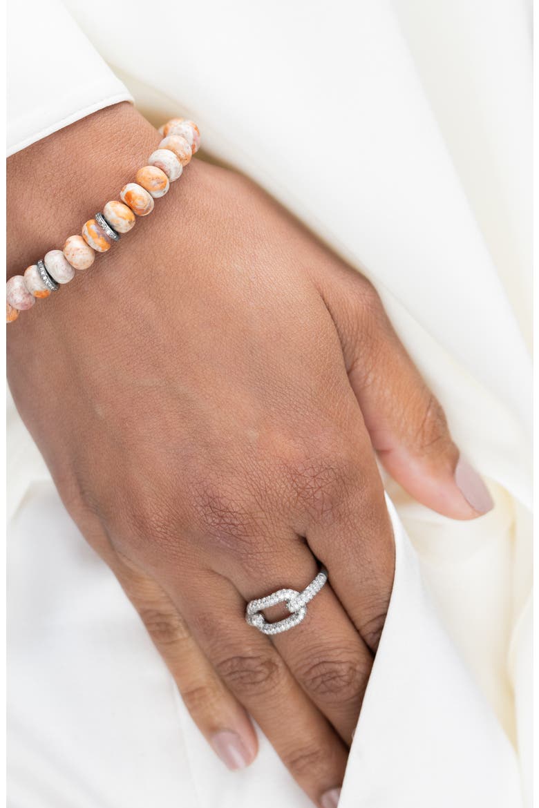 Diamond Paperclip Ring, Alternate, color, Sterling Silver