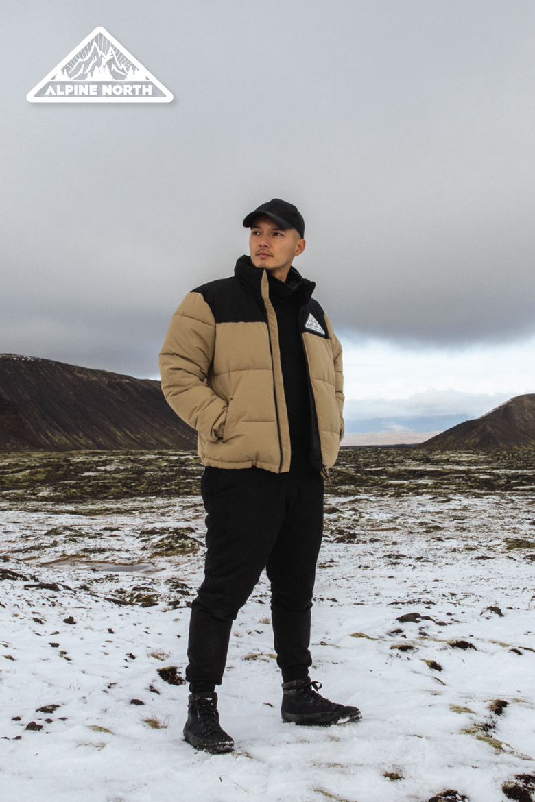 TUKTUT - Vegan Down Short Puffer Winter Jacket, Alternate, color, CAMEL