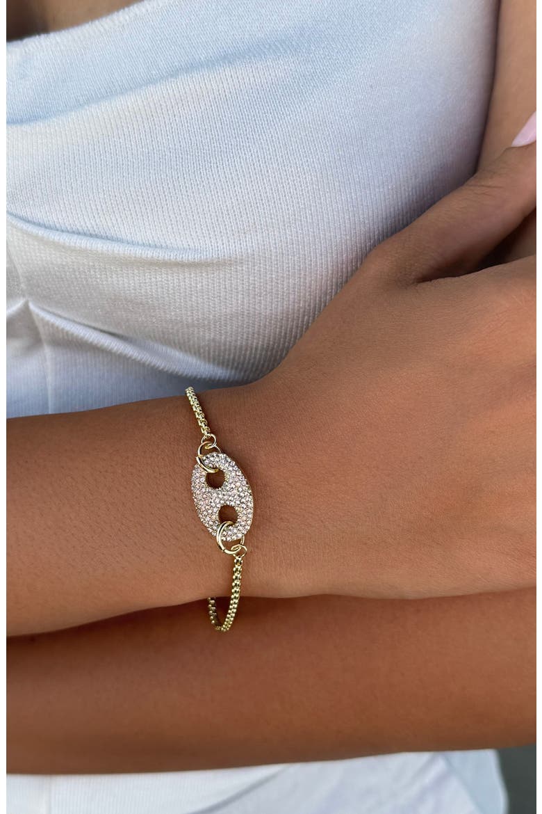 Set of 2 Crystal Mariner Bracelets, Alternate, color, GOLD