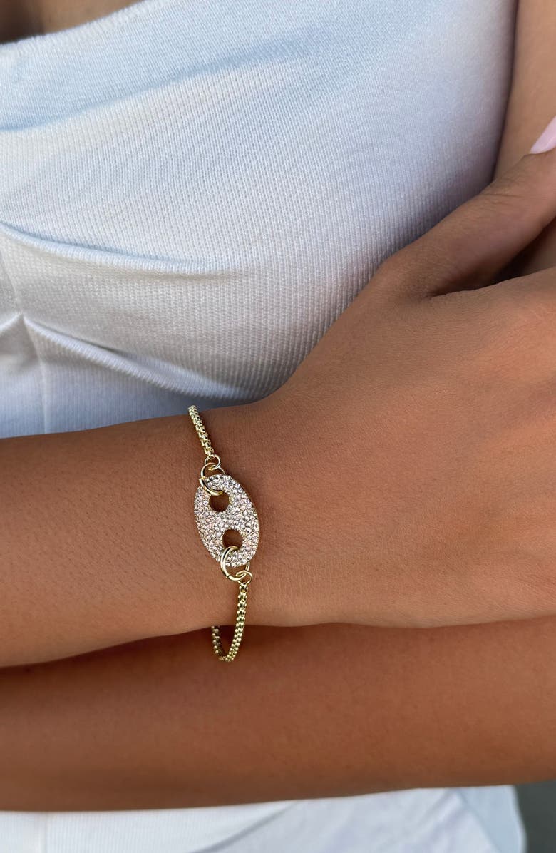 Adornia Set of 2 Crystal Mariner Bracelets, Alternate, color, Gold