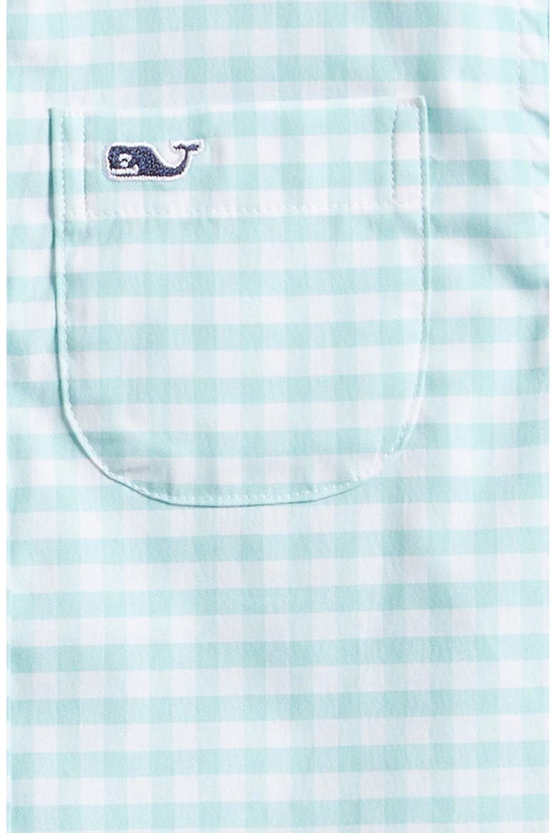 Kids' On-The-Go brrr° Short Sleeve Cotton Button-Down Shirt, Alternate, color, AQUA HAZE GINGHAM