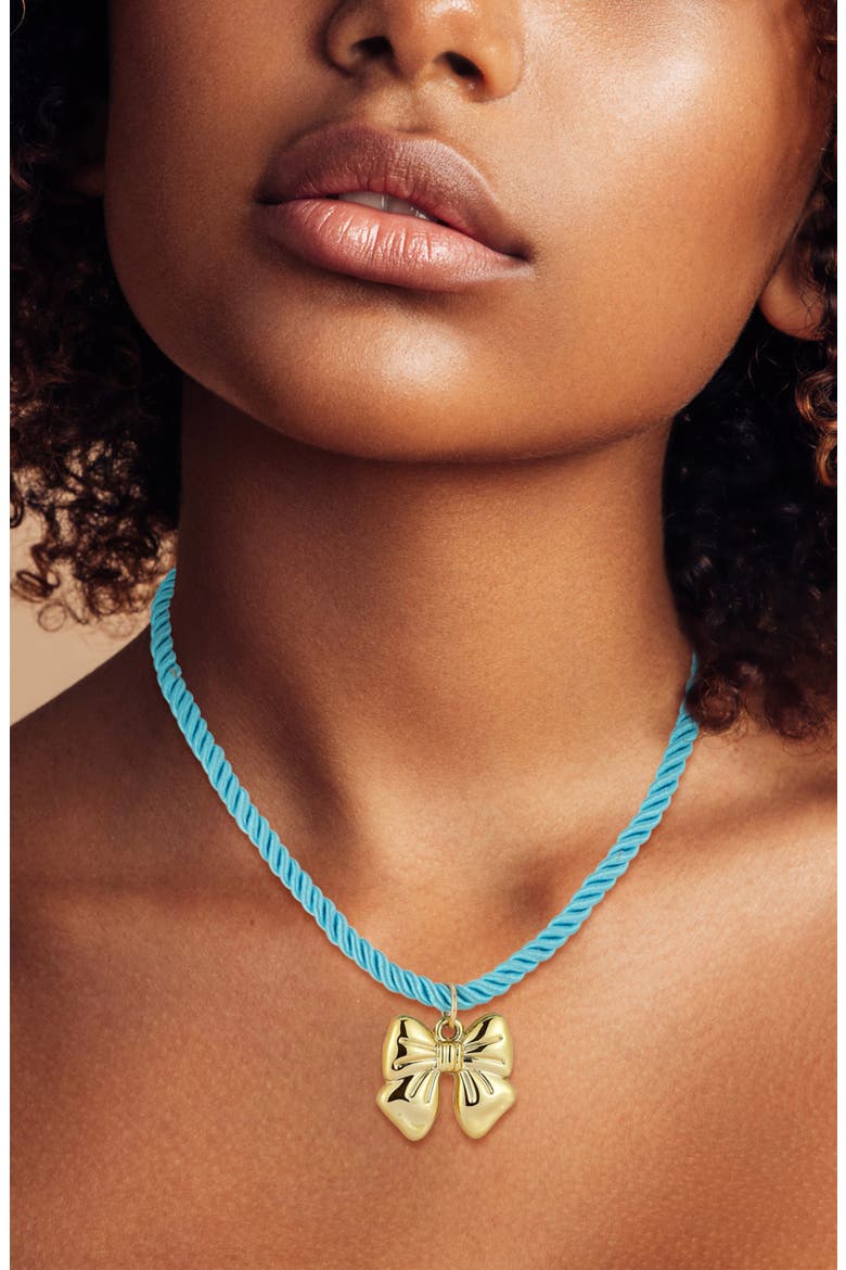 Gold Plated Bow Pendant Necklace, Alternate, color, GOLD