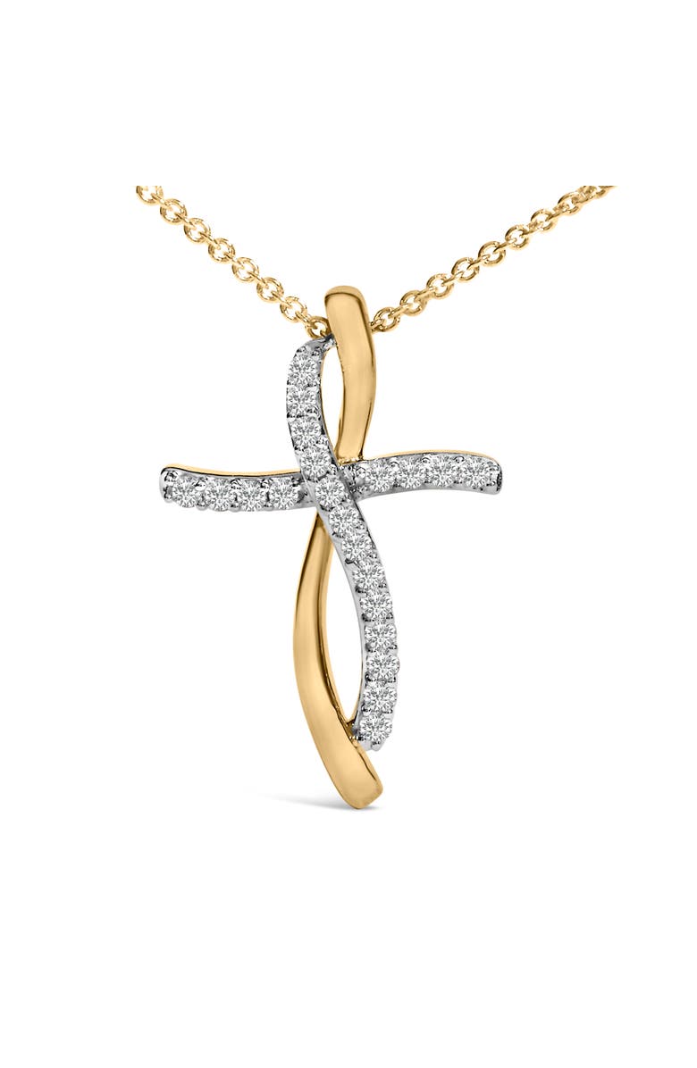 Haus of Brilliance 14K Yellow Gold Plated Sterling Silver 1/4 Cttw Diamond Cross Pendant Necklace, Alternate, color, Yellow Gold Over Silver