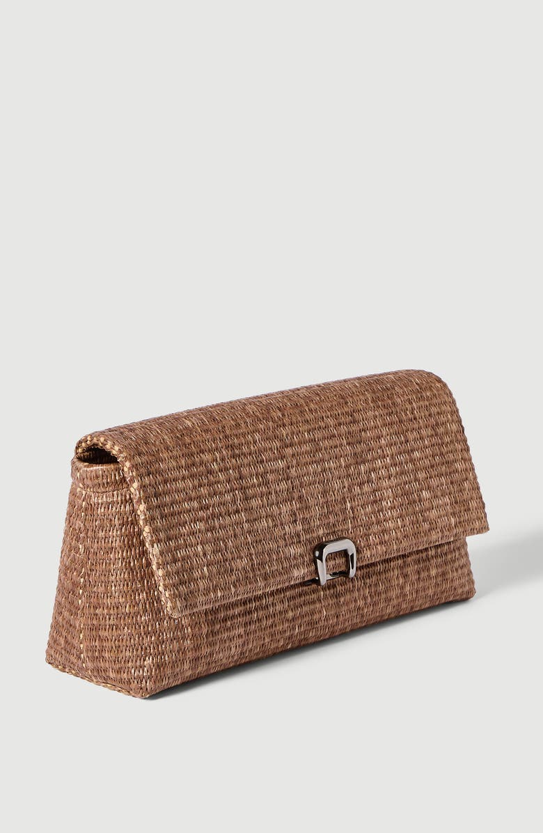Brunello Cucinelli Raffia sartorial clutch bag, Alternate, color, Light Brown
