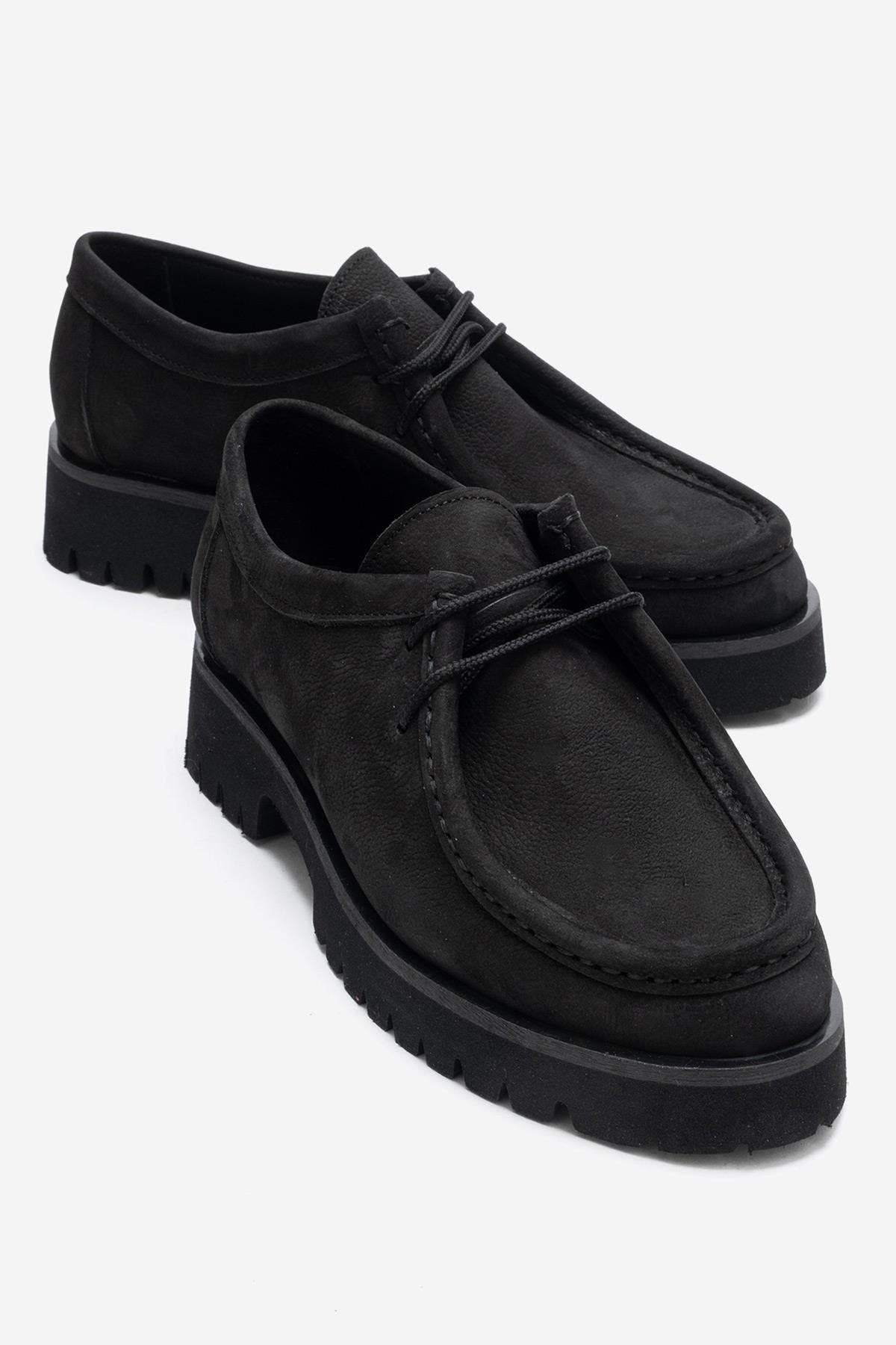 Talia Leather Lace Up Loafer, Main, color, Black Nubuck