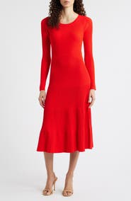Elie Tahari The Delaney Long Sleeve Rib Sweater Dress