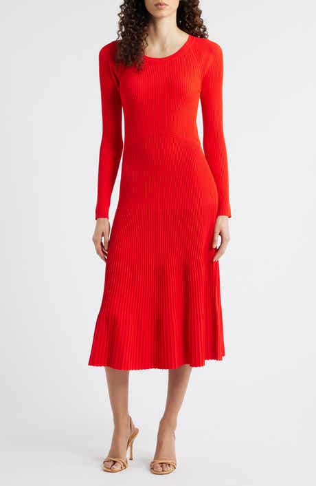 Elie Tahari The Delaney Long Sleeve Rib Sweater Dress