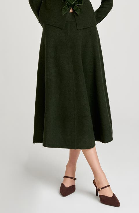 Kayla A-Line Knit Midi Skirt
