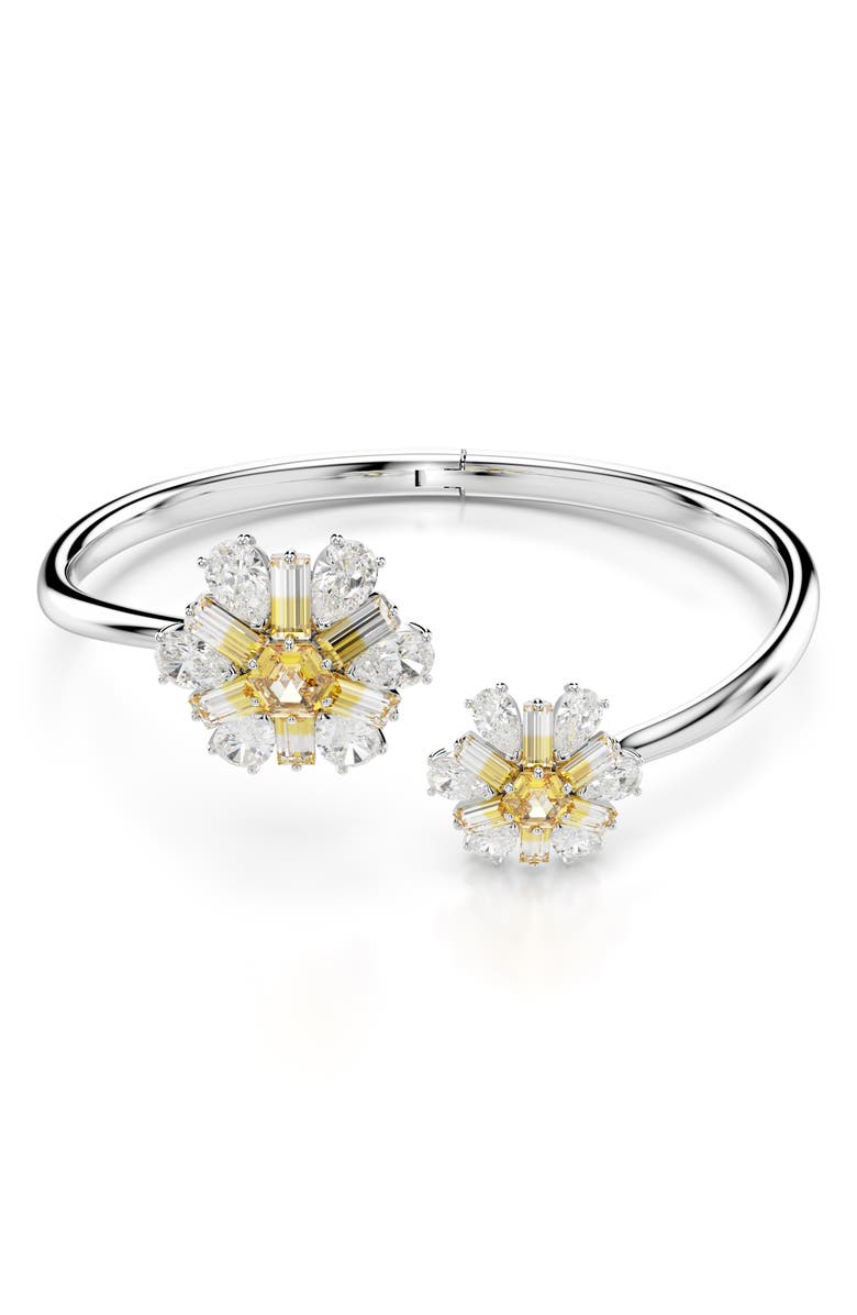 Swarovski Idyllia Crystal Floral Cap Bangle, Main, color, 