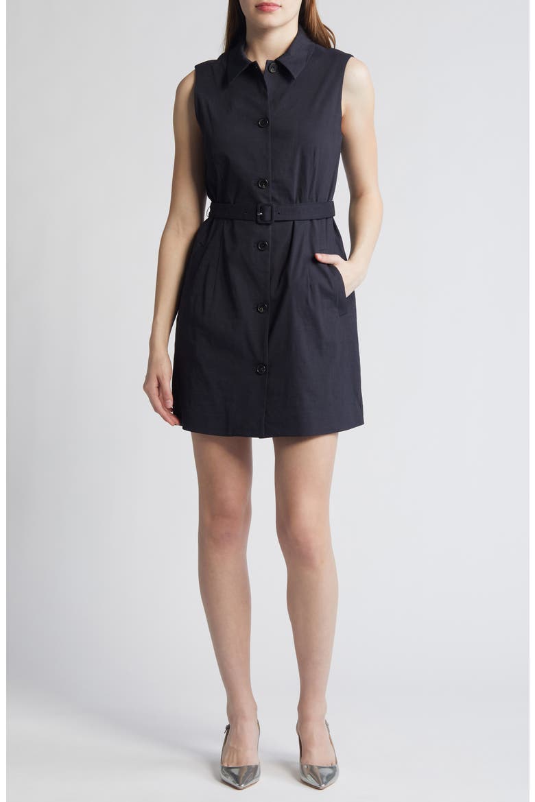 Good Sleeveless Linen Blend Minidress, Main, color, CONCORD