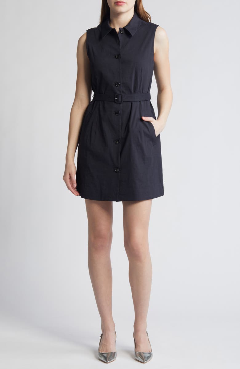 Theory Good Sleeveless Linen Blend Minidress, Main, color, Concord