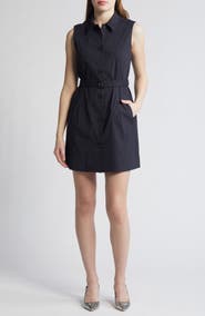 Theory Good Sleeveless Linen Blend Minidress