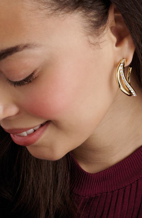 Ted Baker Large Wayva Pavé Crystal Hoop Earrings In Gold