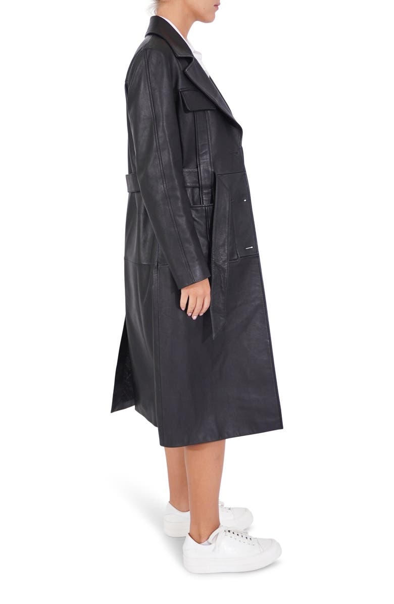 Belle & Bloom Unstoppable Leather Trench Coat, Alternate, color, Black
