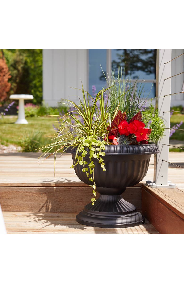 Bloem Grecian Pedestal Urn Planter 18 Inch, Casper White, Alternate, color, White