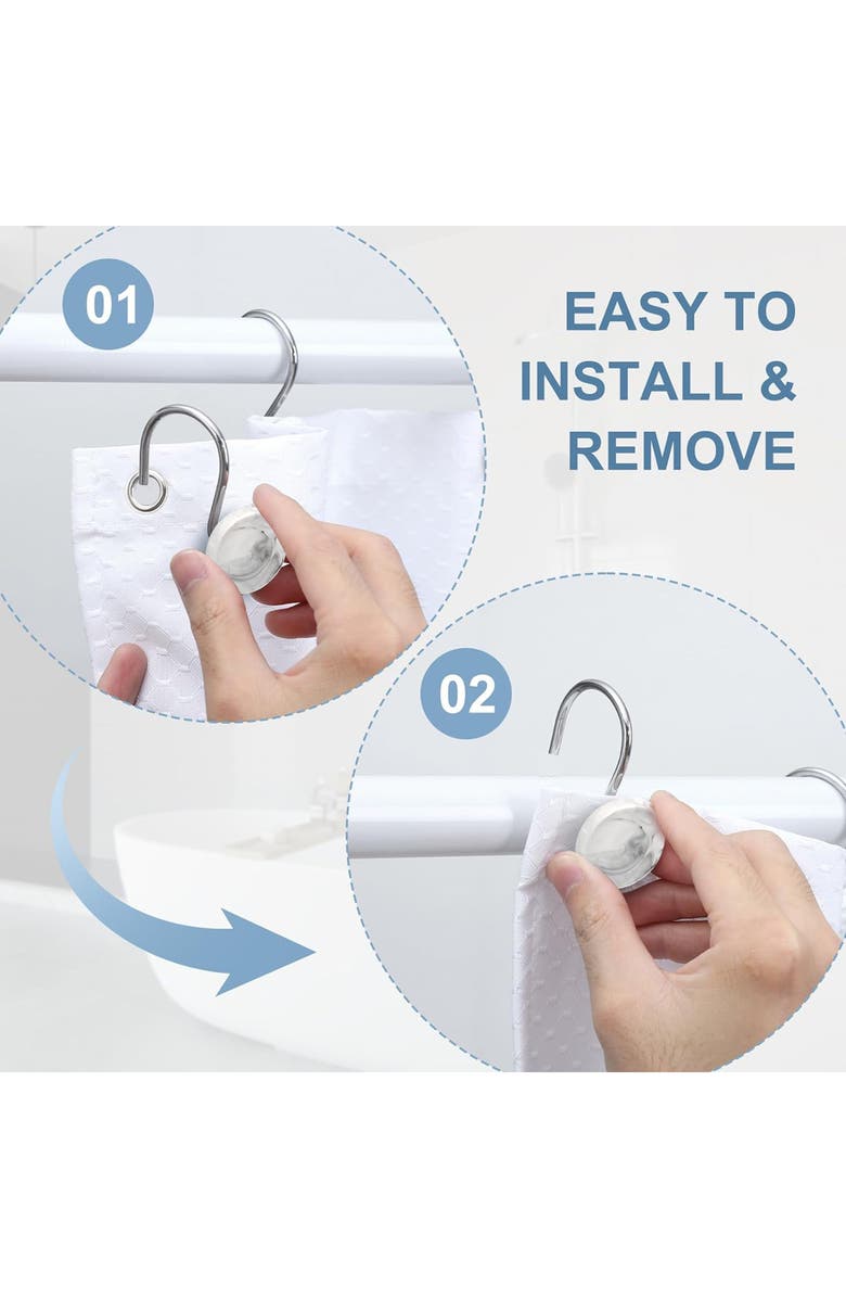 J AND V TEXTILES 12-Piece Decorative Shower Curtain Rings Set, Alternate, color, N/A