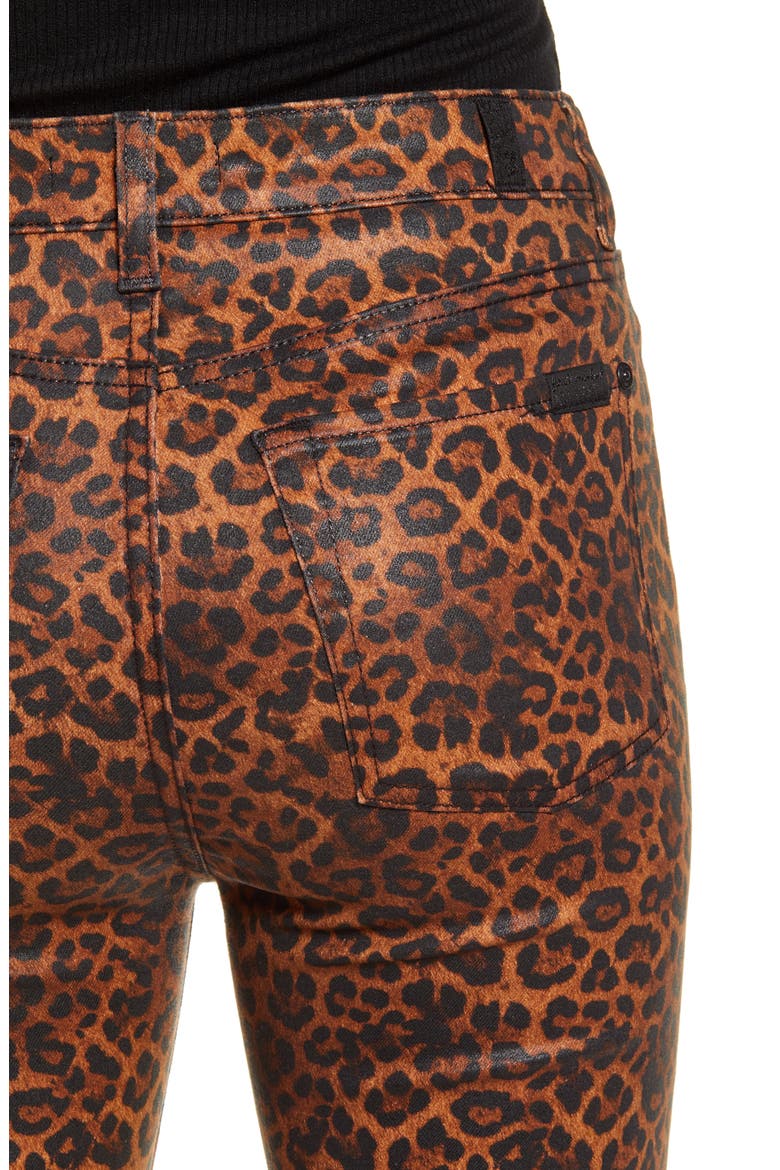 Coated Leopard Print Slim Fit Kick Flare Jeans, Alternate, color, COATED BLACK/ PENNY LEOPARD