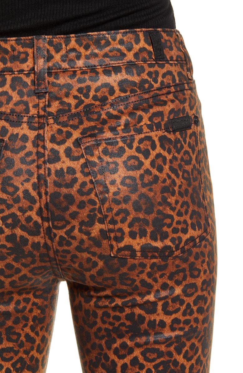 7 For All Mankind Coated Leopard Print Slim Fit Kick Flare Jeans, Alternate, color,