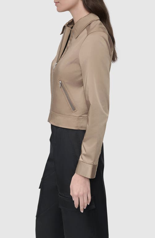 Dkny Sateen Trucker Jacket In Taupe