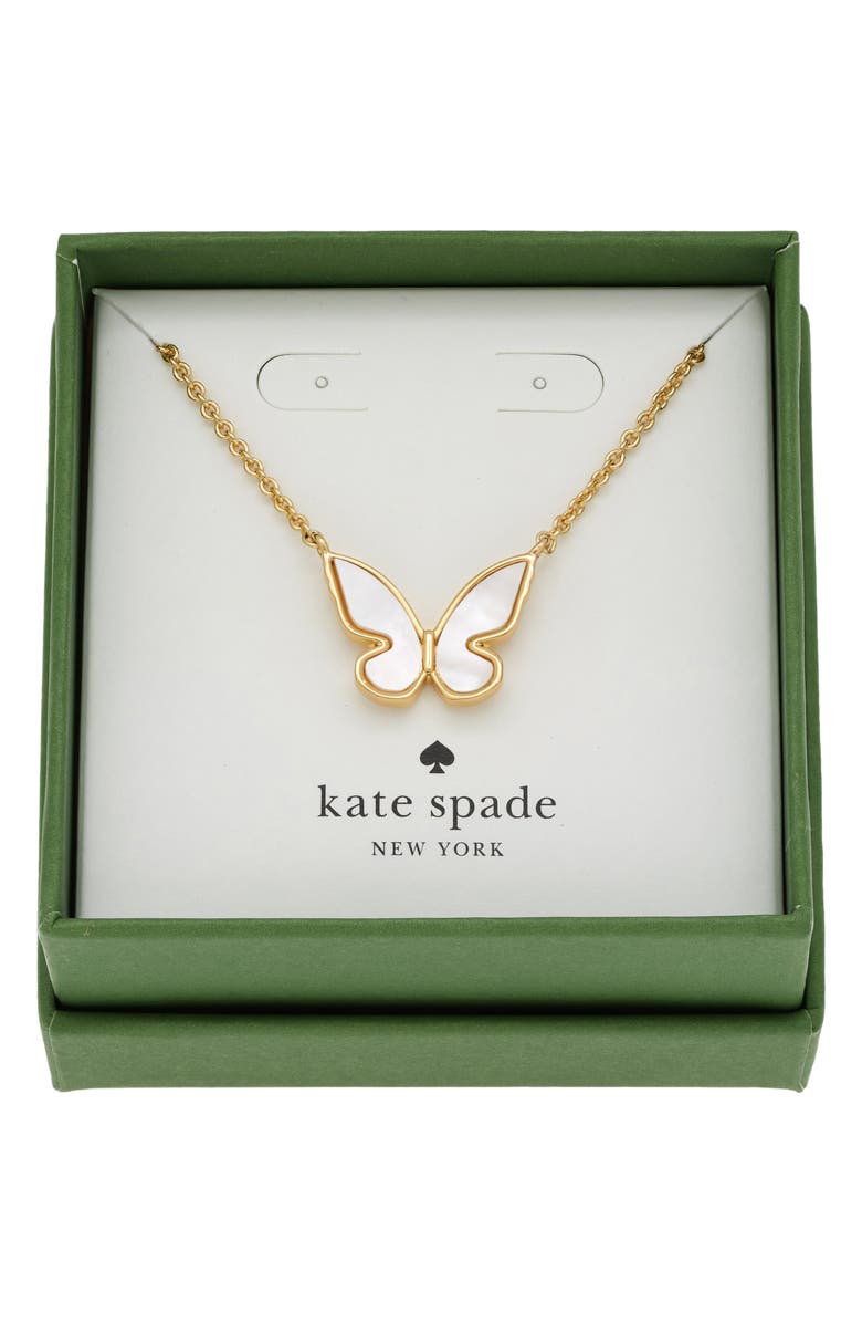 Kate Spade New York mother-of-pearl butterfly pendant necklace, Alternate, color, 