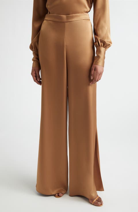 Kate Side Slit Liquid Satin Pants