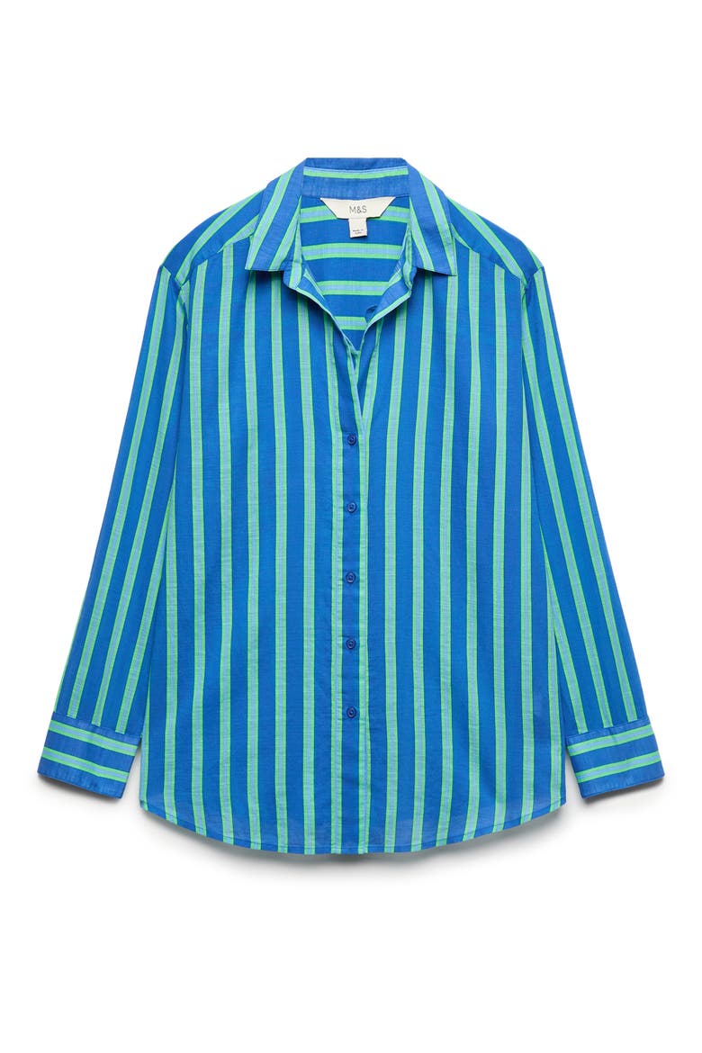 Stripe Long Sleeve Cotton Button-Up Top, Alternate, color, BLUE/ MULTI