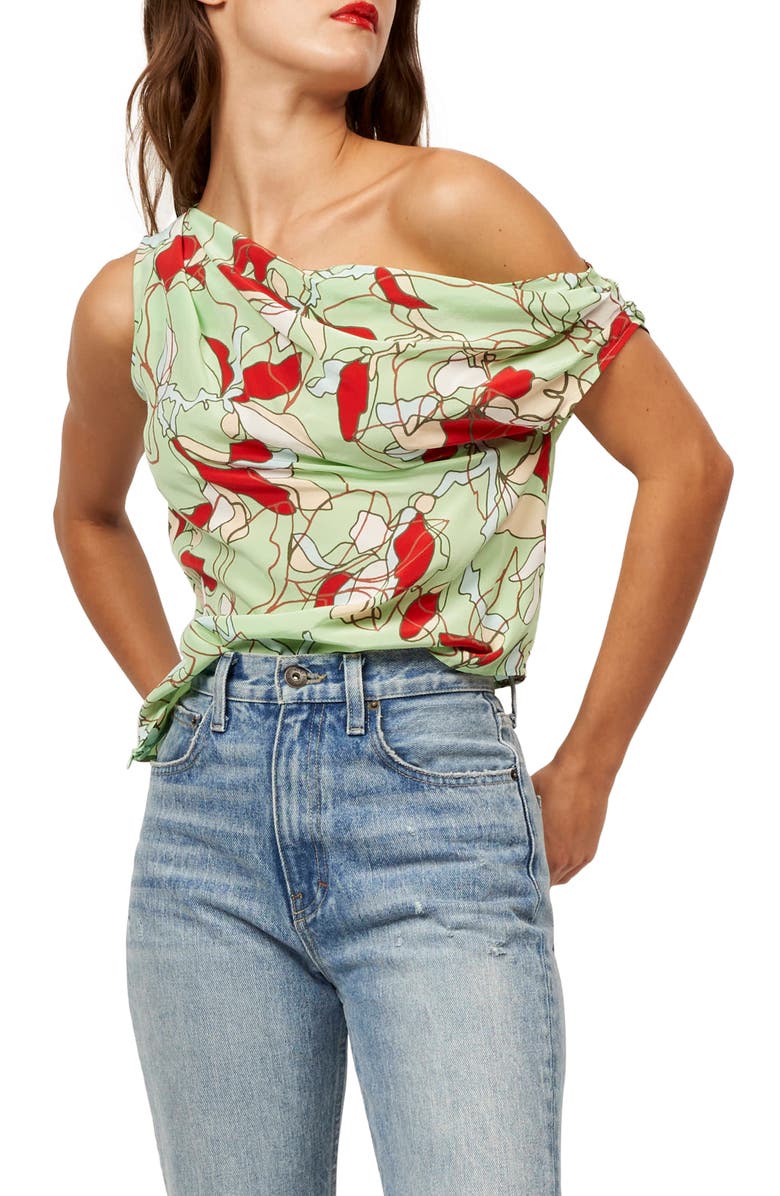 Equipment Oriana One-Shoulder Silk Top, Alternate, color,