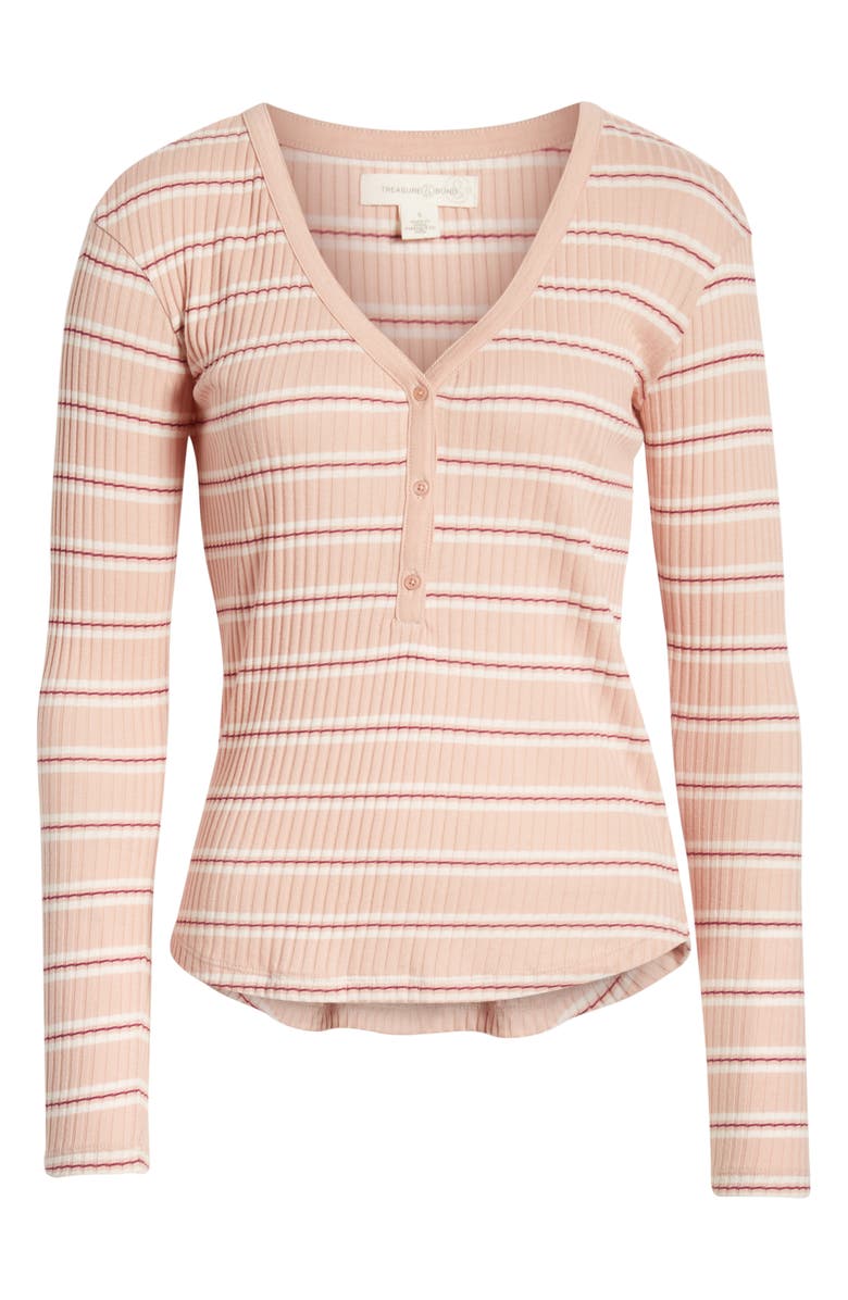 Treasure & Bond Ribbed Henley Top, Alternate, color, 