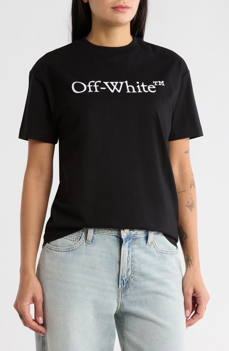 Off-White Big Logo Bookish T-Shirt, Main, color, Black White