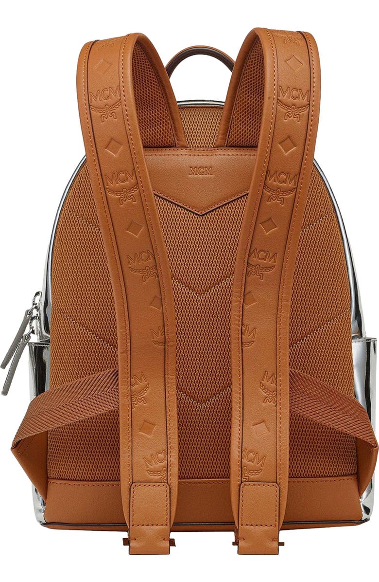 MCM Stark Backpack in Metallic Mirror Leather, Alternate, color, Silver