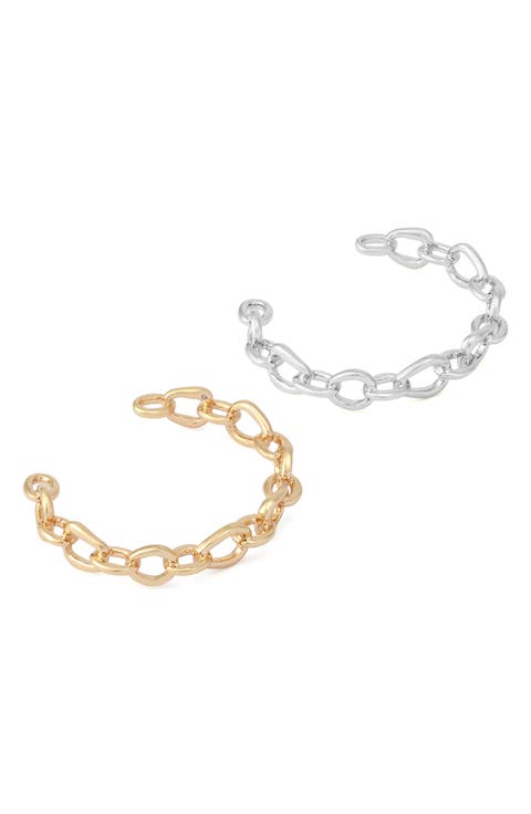 Set of Two Link Cuff Bracelets