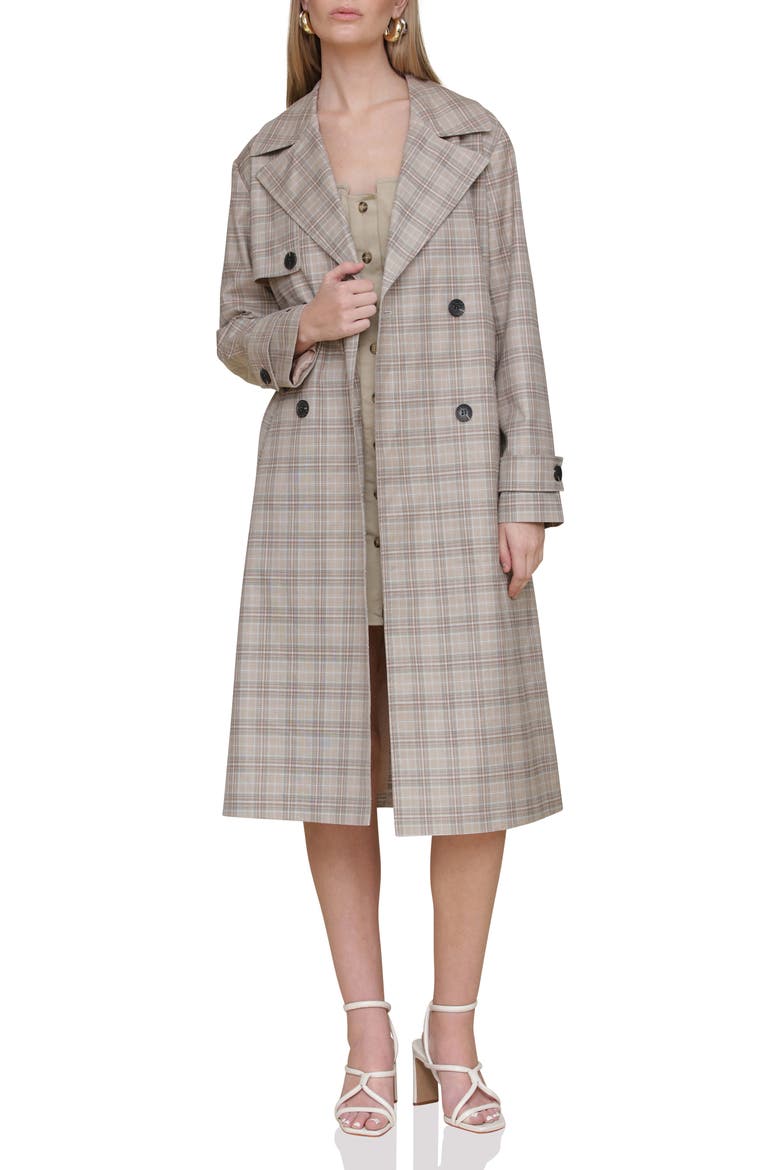Plaid Trench Coat, Alternate, color, TAUPE PLAID