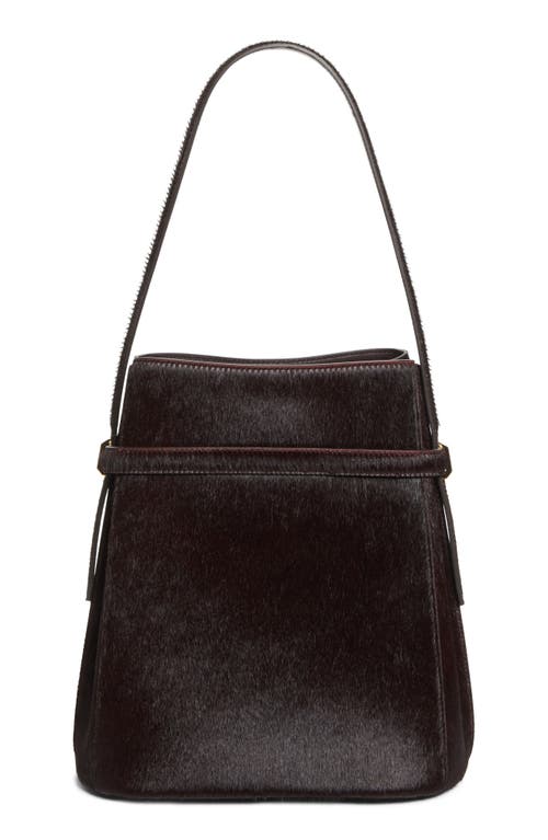 Totême Toteme Belted Genuine Calf Hair Bucket Bag In Orange