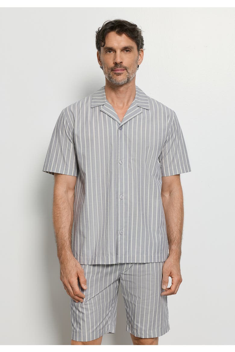 Night And Day Cotton Button Front Collared Shirt, Alternate, color, Denim Stripe
