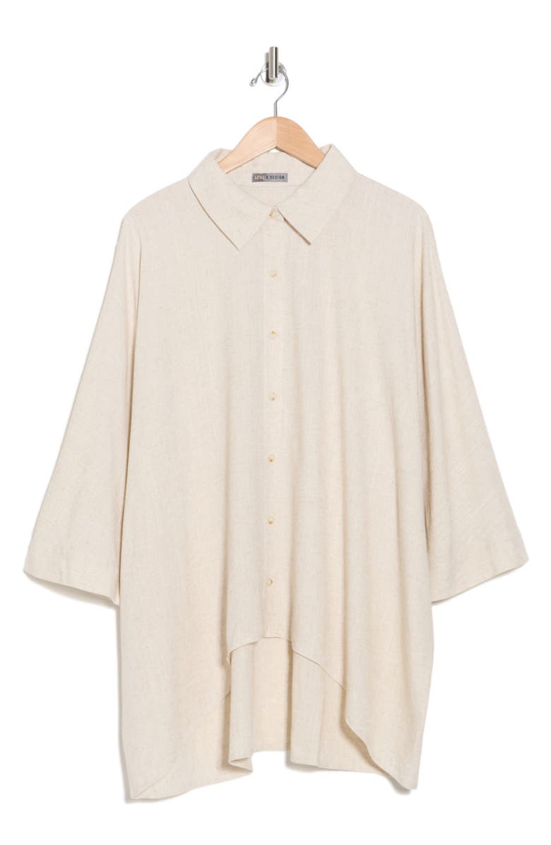 BY DESIGN Naomi Oversize Button-Up Shirt, Alternate, color, Flax