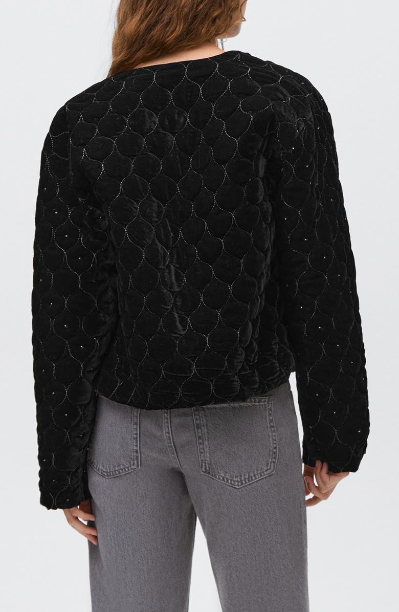 MANGO TEEN Beaded Velvet Jacket, Alternate, color, Black