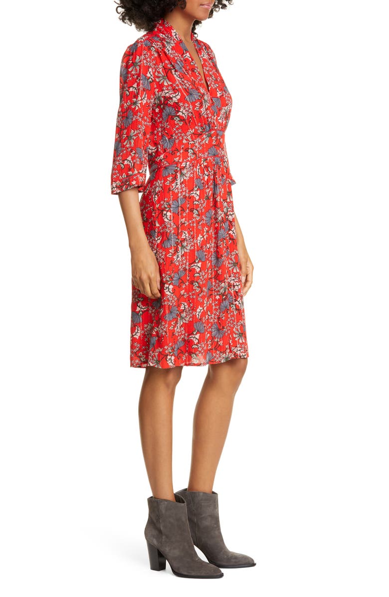 ba&sh Clotilde Floral Print & Metallic Stripe Dress, Alternate, color,