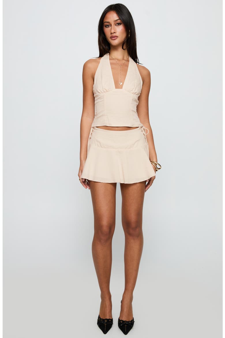 Aldina Halter Top & Miniskirt Set, Alternate, color, BEIGE