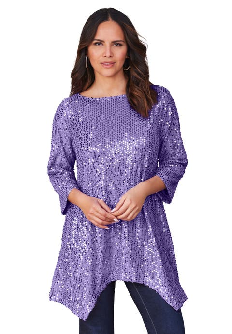Handkerchief Hem Sequin Tunic (Plus)