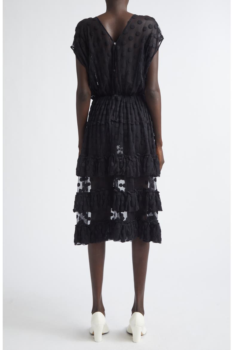 Tiered Ruffle Polka Dot Mesh Dress, Alternate, color, BLACK