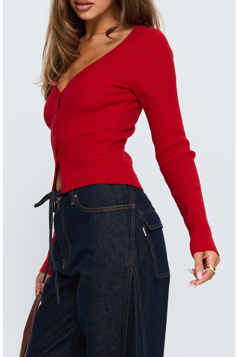 Sorenna Rib Cardigan, Alternate, color, RED
