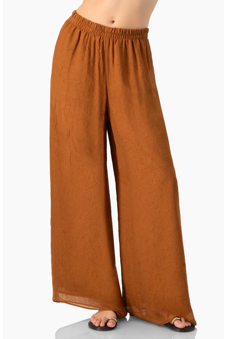 Airy Wide-Leg Elastic Waist Pants, Main, color, Brown