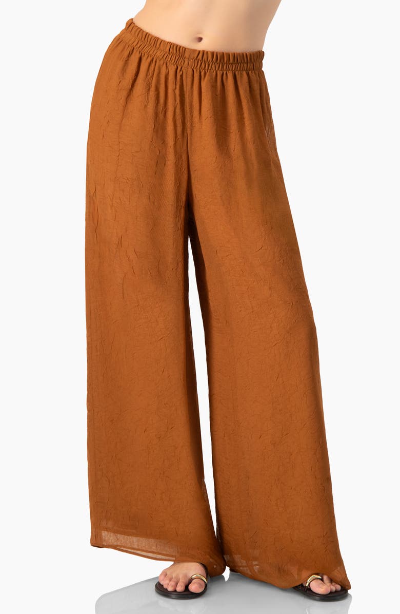 IVONNE Airy Wide-Leg Elastic Waist Pants, Main, color, Brown