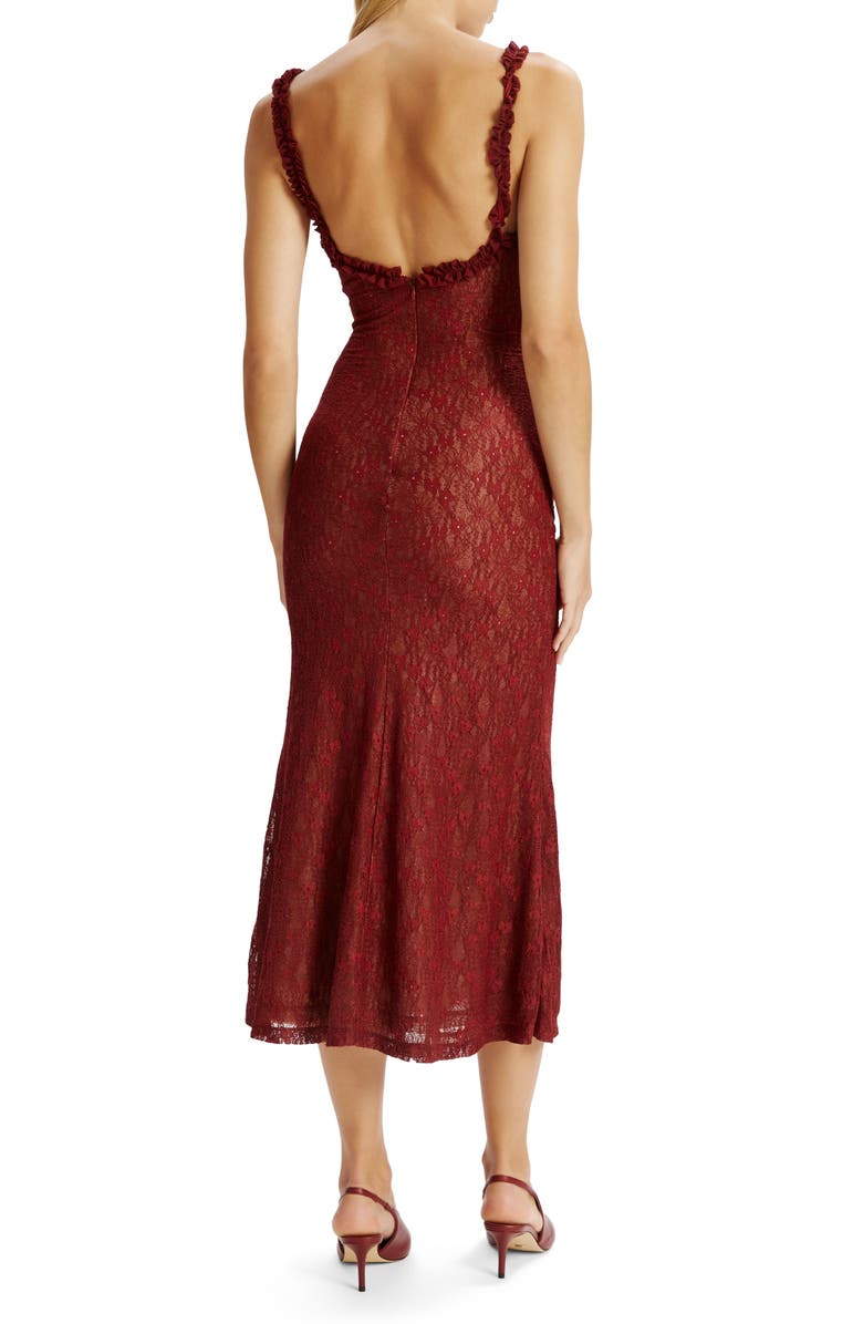 Bardot Alegra Stretch Lace Dress, Alternate, color, Burgundy