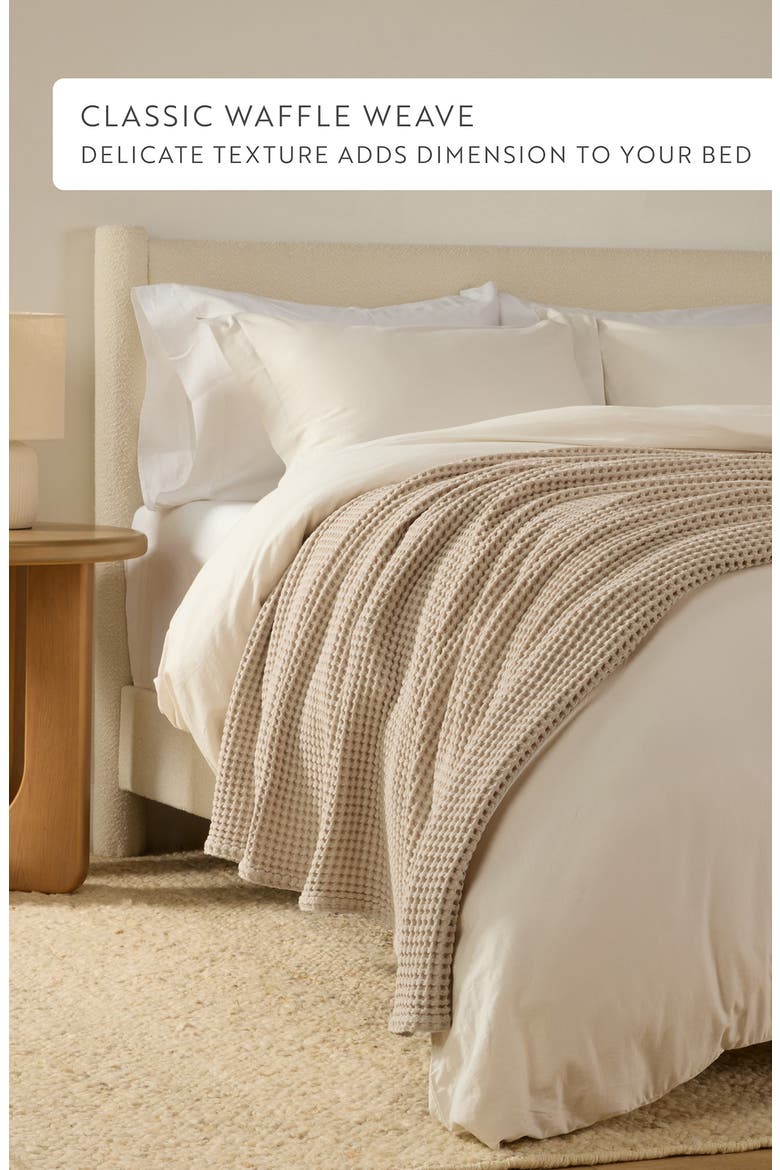 Waffle Weave Cotton Blanket, Alternate, color, MOCHA