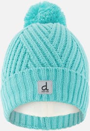 Deux par Deux Winter Chevron Fleece-Lined Pompom Knit Hat