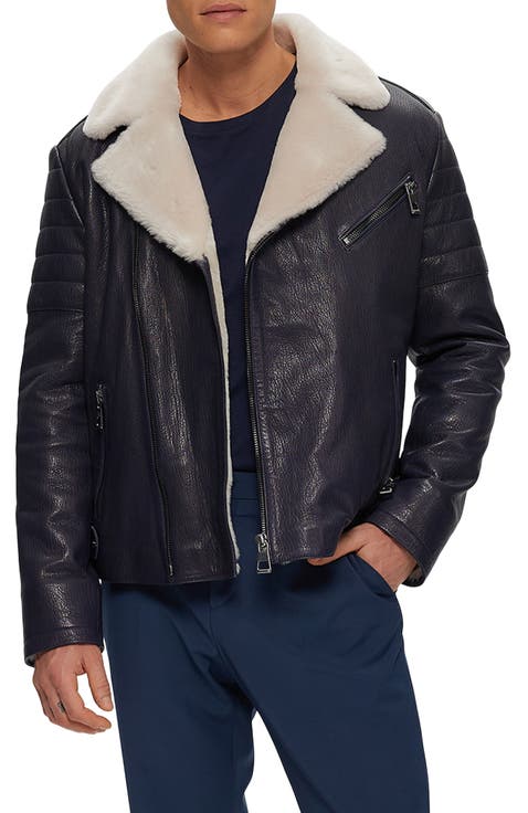 Mens Nappa Moto Jacket with Genuine Shearling